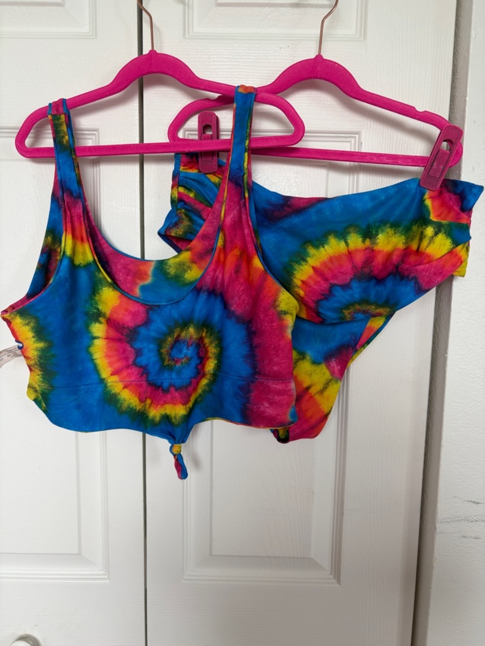 SHEIN Blue Pink Yellow Tie-Dye Bikini Set